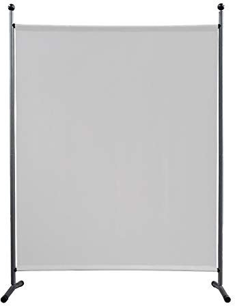 QUICK STAR Paravent 150 x 190 cm Stoff Raumteiler Groß Garten Stellwand Trennwand Balkon Sichtschutz Weiss
