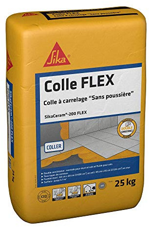 SikaCeram 200 Flex Grau, 25kg Fliesenkleber ohne Staub für Keramikfliesen und Natursteine (3600cm² max)