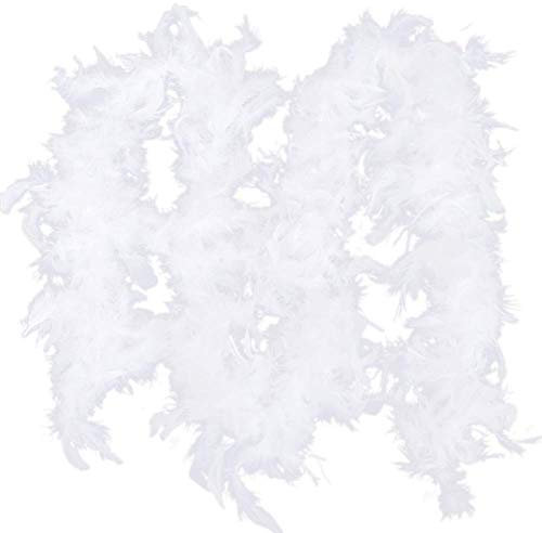 Herbests Federboa für Weihnachtsboa, 2M Federboa Weiße Federn Weihnachten Band Boa Streifen Flauschige Handwerk für Weihnachtsbaum, Party, Girlande Dekoration, Kostüm-Zubehör