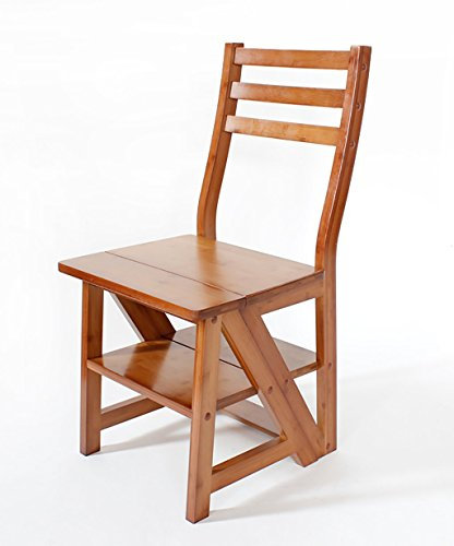 Sywlwxkq Stairs Chair Home Ladder Chair Fold Climb Up Ladder Stool Multifunction Creative Dual Use Chair Ladder Bamboo (Color : A)