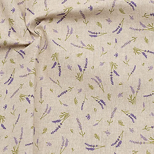 STOFFKONTOR Dekostoff Stoff bedruckt Lavendel klein - Öko-Tex Standard 100 - Meterware, Natur - zum Nähen von Tischwäsche, Kissen, Vorhängen, Dekoartikeln uvm.