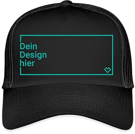 Spreadshirt Personalisierbares Trucker Cap Selbst Gestalten mit Foto und Text Wunschmotiv Trucker Cap, One Size, Schwarz/Schwarz
