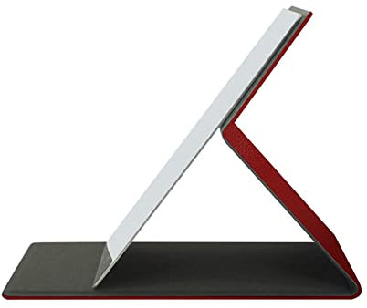 Fixleren Miroir Pliant Ultra-Fin, Acier Inoxydable Incassable, avec étui en Cuir PU, Facile à Transporter, Léger, Adapté au Miroir de Courtoisie, au Miroir de Voyage, au Miroir de Bureau. (Rouge)