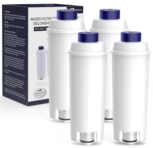 iRhodesy RHS002 Water Delonghi Dinamica Magnifica s ECAM Fully Automatic Coffee Machine DLSC002 De Longhi Filter Cartridges Compatible with Esam, ETAM Series (4 Pack), Resin