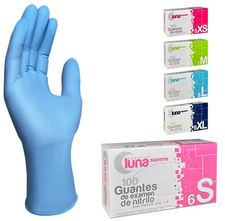MUNTRADE Guantes Desechables de Nitrilo 200 unidades (S, Azul) | Sin Polvo, Sin Látex - Todas las tallas
