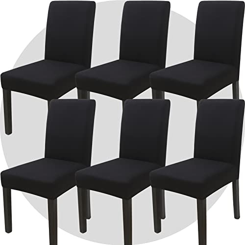 ZHILING Stuhlhussen Bezüge Set von 6 Super Fit Stretch abnehmbare waschbare Esszimmerstuhl Protector Cover Sitzbezug für Hotel, Esszimmer, Zeremonie, Bankett Hochzeitsfeier(Schwarz)