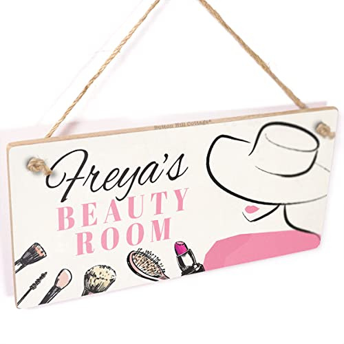 Personalised Beauty Room Sign, Makeup Corner Decor | Beauty room sign with makeup-themed artwork