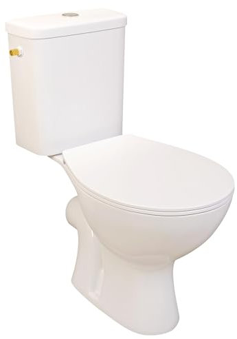 ONDÉE, Pack WC NF sans bride, Mécanisme 3/6L, Sortie horizontale, H76, 8x36, 6x64, 5cm, Cuvette hauteur 39, 8 cm, Céramique blanche, Abattant thermodur déclipsable