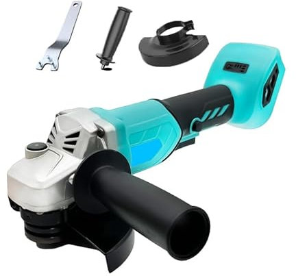 Akku-Winkelschleifer, Ersatz für Makita, Bürstenlo Trennschleifer Scheibe, Drei Zubehörteile, 115mm Schleifen zum Entfernen von Farbe und Mörtel, zum Schleifen（Nur Körper）