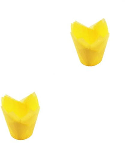TOVINANNA 100pezzi Pirottini Per Cupcake Decorazioni Per Compleanni e Matrimonio Color Giallo Base Per Speciali