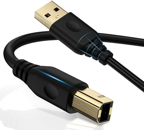USB Printer Cable 6FT Type A to Type B Printing Cable, High-Speed Print Cord for Scanners, Laptop, Computer, HP, Canon, Samsung, Dell, Epson, Xerox, USB MIDI Cables for Digital Piano MIDI Controller