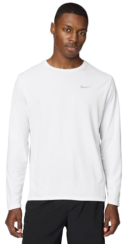 MensMiler Dri-Fit Long-Sleeve Running TopWhite/Reflective SilverLargeStandard