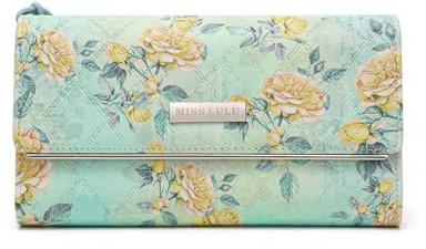 Miss Lulu Geldbörse Damen groß Portmonee aus Kunstleder mit 12 Kartenfächer und Münzfach & Fotofenster aus PU Leder Geschenke