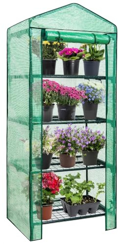 SPRINGOS Invernadero de balcón Casa de Plantas 4 estantes 50 x 70 x 160 cm