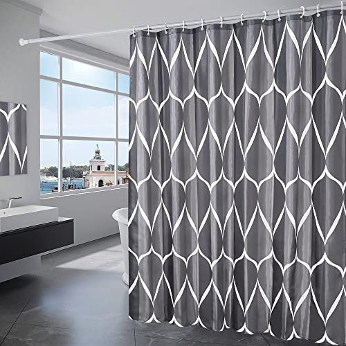 GRICOL Cortina de Ducha Impermeable Cortina de Baño Poliéster Cortina Bañera con 12 Ganchos para Ducha y Baño 200 x 240 cm Negro