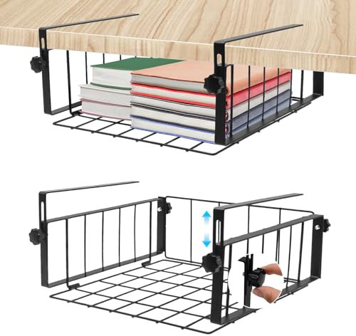 YTACREA Panier Suspendu, 2 PCS Panier Suspendu Rangement Paniers à Étagères Empilables, Panier à Suspendre Réglable en Hauteur Étagère Noire pour Cuisine, Bureau, Bureau, Étagère, Armoire