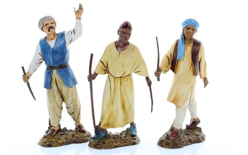 Moranduzzo Set 3 Treiber für Krippe 12 cm Maßstab 1:15 - Unzerstörbare Krippenfiguren - Stil 700', Handbemalt, Offizielles Produkt, Hergestellt in Italien, Bildhauer M. Landi