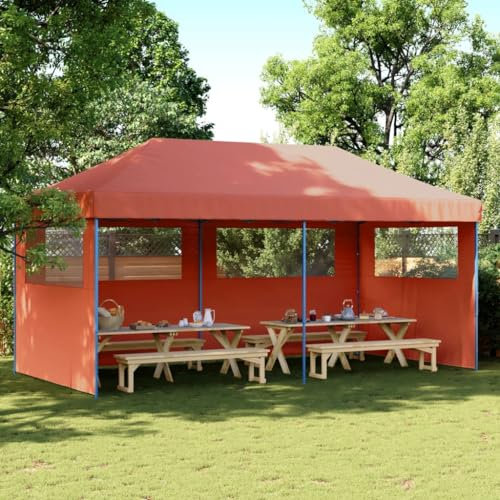 Tidyard Tente de Réception Pliable Escamotable avec 3 parois latérales, Gazebo Pavillon de Extérieur, Belvédère pour Camping, Festival, Fête, BBQ, Terrasse et Plage Style E