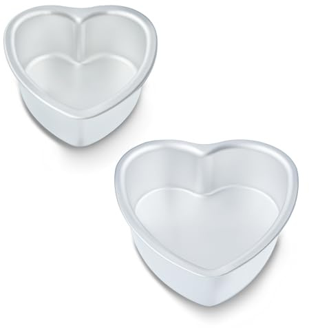 kefyixc 6 × 3 & 8 × 3 Inch Heart Shaped Cake Pans Set of 2, Aluminum Heart Cake Tin, Baking Cake Pan for Wedding, Party, Family Occasions, Chocolate, Bread. (Heart, 6 × 3 & 8 × 3 Inch,Set of 2)