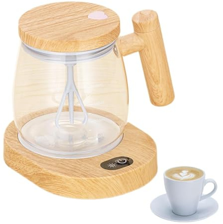 Tazza di caffè auto-mescolante - Tazza di miscelazione elettrica ad alta velocità con coperchio,Tazza di caffè di agitazione automatica con base, tazze di miscelazione in vetro borosilicato per