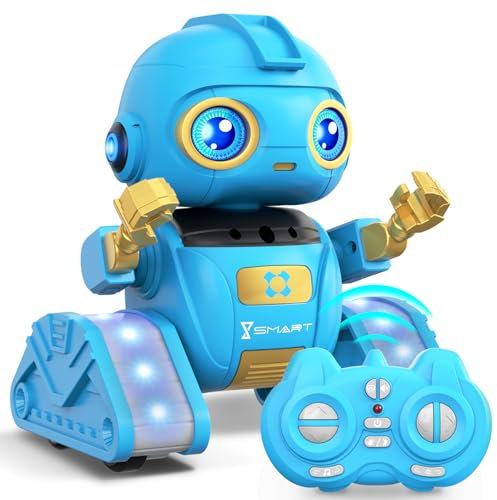 Ophy Roboter Kinder Spielzeug, wiederaufladbar und projizierbar, RC-Roboter mit LED-Augen und Musik, RC-Spielzeug mit Gestensensor für ab 3 4 5 6 7 8 9 10 Jahre Jungen und Mädchen Geschenk Blau