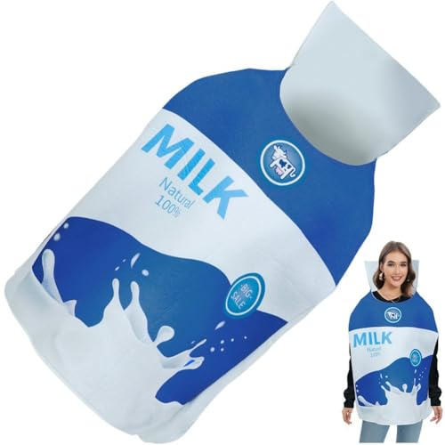 Glixoft Disfraz De Caja De Leche, Disfraz Temático De Comida, Disfraz Divertido De Vacaciones, Accesorio De Personaje Puesta En Escena para Fiesta, Vestido Elegante