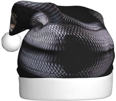 Kuilepa Weihnachtshut mit schwarzer Kobra Schlange, Weihnachtsmannmütze, Weihnachtsmütze für Erwachsene, verdickte Weihnachtsmannmützen für Weihnachten, Neujahr, Zubehör