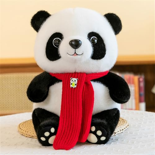 champracer Realistisches Panda Kuscheltier, Weihnachten Panda Plüschpuppe Mit Halstuch Gestrickter Pullover, Süße Panda Kissen Pandabär Kuscheltier Kinderzimmer Dekoration Für Jungen Und Mädchen (#a)
