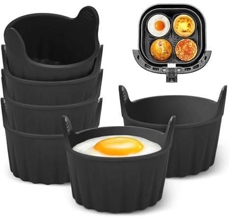 6pcs Air Fryer Egg Poacher Ramekins Set for Souffle, Muffin, Cupcake, Custard & Pudding - Microwave Compatible