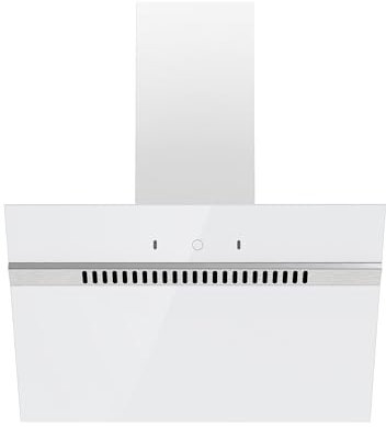 FIREGAS Hotte aspirante inclinée 60 cm, classe A+++, débit d'air 684 m³/h, hotte de cuisine 9 vitesses, commande tactile et gestuelle, hotte murale évacuation ou recyclage, blanc