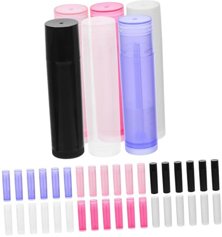 ADOCARN 60stücke Leere Lippenstift Rohre Nachfüllbar Für DIY Lippenbalsam Lippencreme Kosmetiktuben Mit Tragbarem Design Für Mädchen Frauen