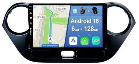 YUNTX [6GB+128GB] Android 16 Autoradio per Hyundai i10 2014-2019-[Incorporato Carplay/Android Auto/DSP/GPS]-9“ IPS Touch Screen-Camera+MIC Incluso-DAB/Mirror Link/Bluetooth 5.0
