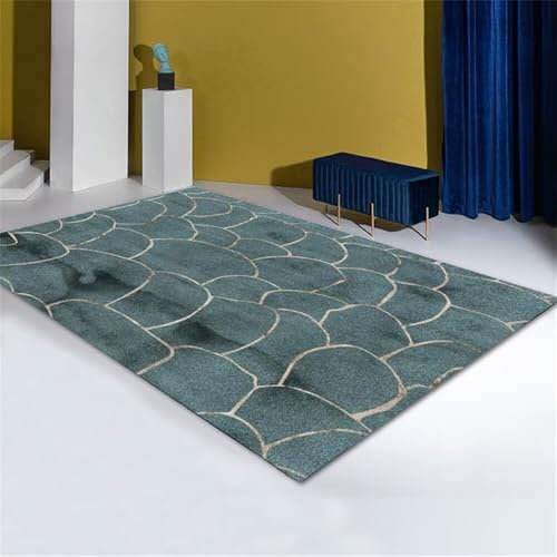 RUGMRZ Teppich Outdoor wetterfest klein 140x200CM Webteppich Türkis Moderner minimalistischer kinderzimmer Wohnzimmerteppich
