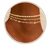 ZHESHY Fußkettchen Für Damen Gold Silber 925 Layered Fussketten Für Frauen Mit Herz Tennis CZ Anhänger Verstellbare Stapelbare Wasserfester Mehrlagige Fußkette Sommer Strand Modeschmuck Set Geschenk