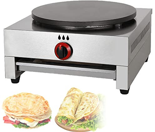 Crêpière Professionnelle, crêpière avec plaques en Fonte de 40 cm, Plaque de Cuisson Professionnelle pour crêpes, galettes, œufs, omelettes et Hamburgers