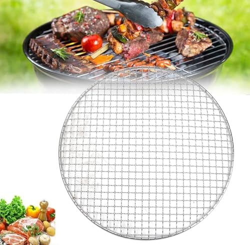 Edelstahl Grillrost Rund, Grillrost FüR Feuerschale, Grillgitter Rund, BBQ Grillgitter Edelstahl Backblech, Gleichmäßige Wärmeverteilung und einfache Reinigung, für Camping, Garten, Picknick (30*30CM)