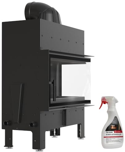 KRATKI Camino in acciaio 12 kW fi 200 mm Floki destra – inserto angolare con vetro decorativo, recupero – BImSchV livello 2 & classe energetica A+