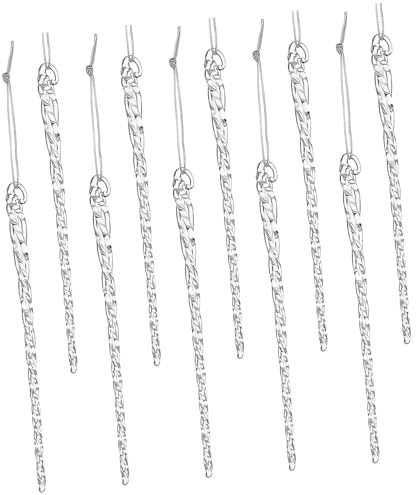 BAZEITFLOW 10 Stück Teiliges Glas Eiszapfen Anhänger Transparent Weihnachtsbaumschmuck Hängend für Party Fenster Garten Weihnachtsdeko DIY Zubehör