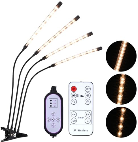 Casativo Vollspektrum LED-Pflanzenlampe mit 4 Schwanenhälsen, Pflanzenwachstumslampe mit 9 dimmbaren Stufen & Timerfunktion, 80 Vollspektrum-LEDs
