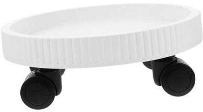 Lurrose Support Roulant pour Pots de Fleurs roulettes Multidirectionnelles, Plateau Amovible Blanc Ø 220 Mm, Jardinerie Mobile pour Terrasse et Intérieur, Polypropylène Résistant,
