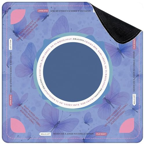 Mahjong Mat for Table Watercolor Pink Lilac Butterflies Seamless Gentle airy Splashes Paint 31.5 x 31.5 Suit American Mahjong Rules Non-Slip Noise-Reducing Game Mat for Poker Dominoes Hosting
