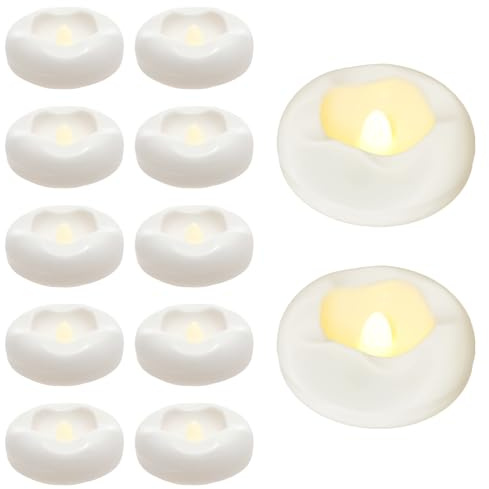 Plastic Water Activated Candle Light,Waterproof Warm White LED Floating Candles for Bathtub Swimming Pool Fountain(12)