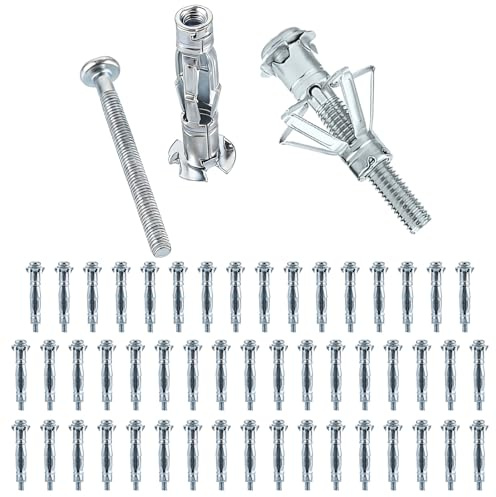 DAJAVE 50 Stück Hohlwanddübel Metall M4 Hohlraumdübel Set, Verzinkt Hohlwanddübel, Spreizdübel M4 für Gipskartonplatten
