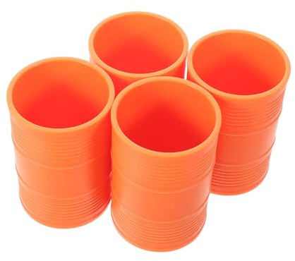 FELTECHELECTR Gobelets à Dés en Plastique Orange 4 Pièces Forme Bidon d'Huile Shaker pour Jeux de Société Karaoké Soirées Classe Accessoires de Jeu Interactifs
