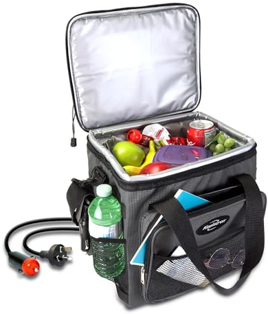 Koolatron 13L Insulated Cool Bag Soft & Hard Sided Thermal Cooler Box for Car Camping Travel Picnic Mini Fridge Keeps Food & Drinks Hot or Cold Portable Lunch Bag, Black
