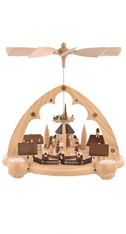 Pyramide de Noël Village de Seiffen, 1 étage, hauteur 36 cm, naturel, Erzgebirge originale de Muller Seiffen