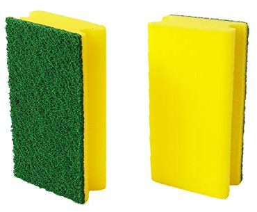10 spugne da cucina in spugna, spugna abrasiva gialla/verde