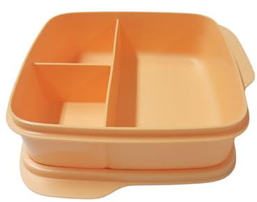 Tupperware to Go Lunch Box Clevere Pause 550 ml, arancione con divisorio Eco+ Scuola, contenitore per il pranzo con divisorio