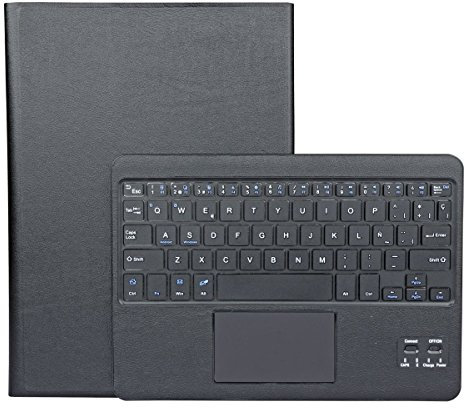 Funda con Teclado Bluetooth CoastaCloud Teclado Bluetooth Inalámbrico 3.0 QWERTY Español con Multi Touchpad - Compatible 9-10.6 Pulgadas Cualquier Windows / Android OS Tablet PC (Tamaño de la tableta adecuada:Min 15x24cm Max 18x26cm) Negro