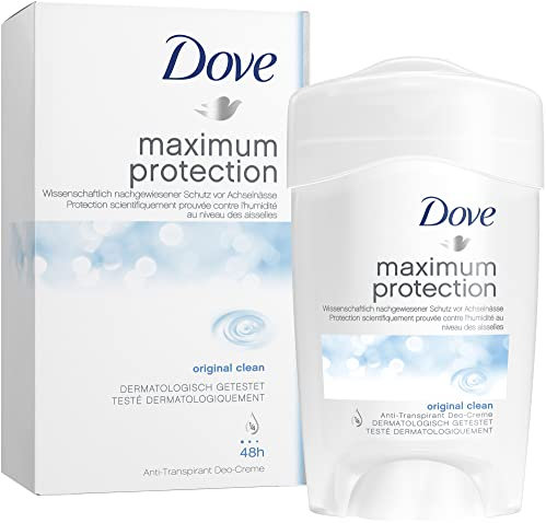 Dove Maximum Protection Original Clean Anti-perspirant Cream Stick with ¼ moisturising cream our most effective deodorant 3x 45 ml